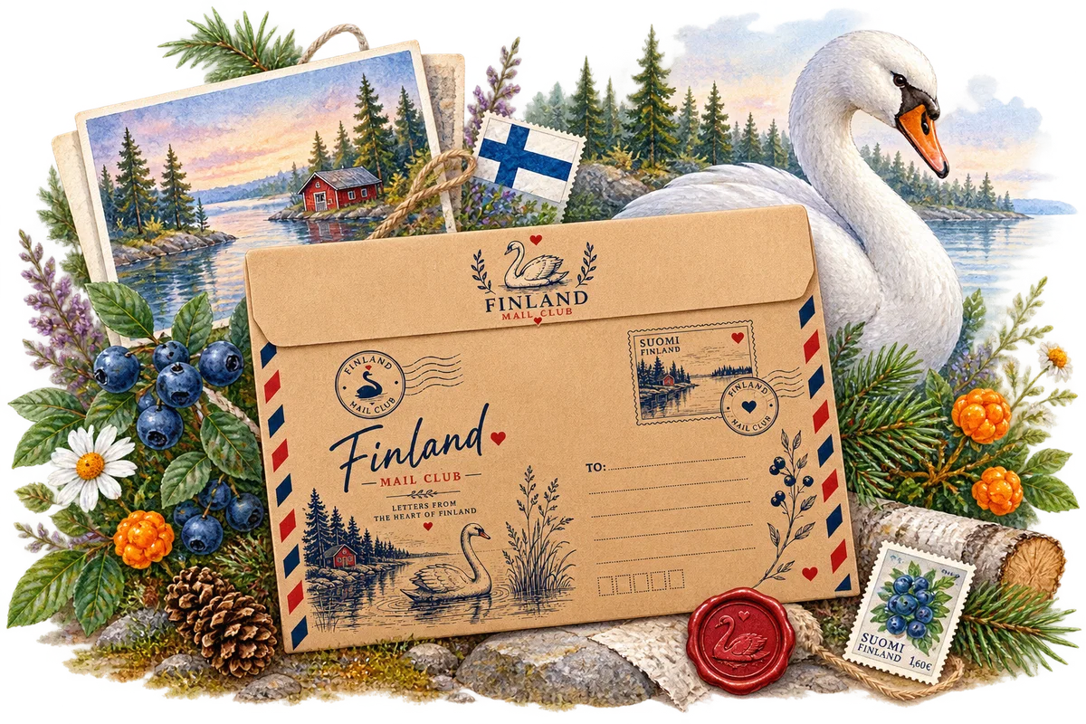 The Finland Mail Club branded envelope